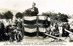 TOCQUEVILLE - INAUGURATION MONUMENT AUX MORTS EN 1922 - DISCOURS DU MAIRE